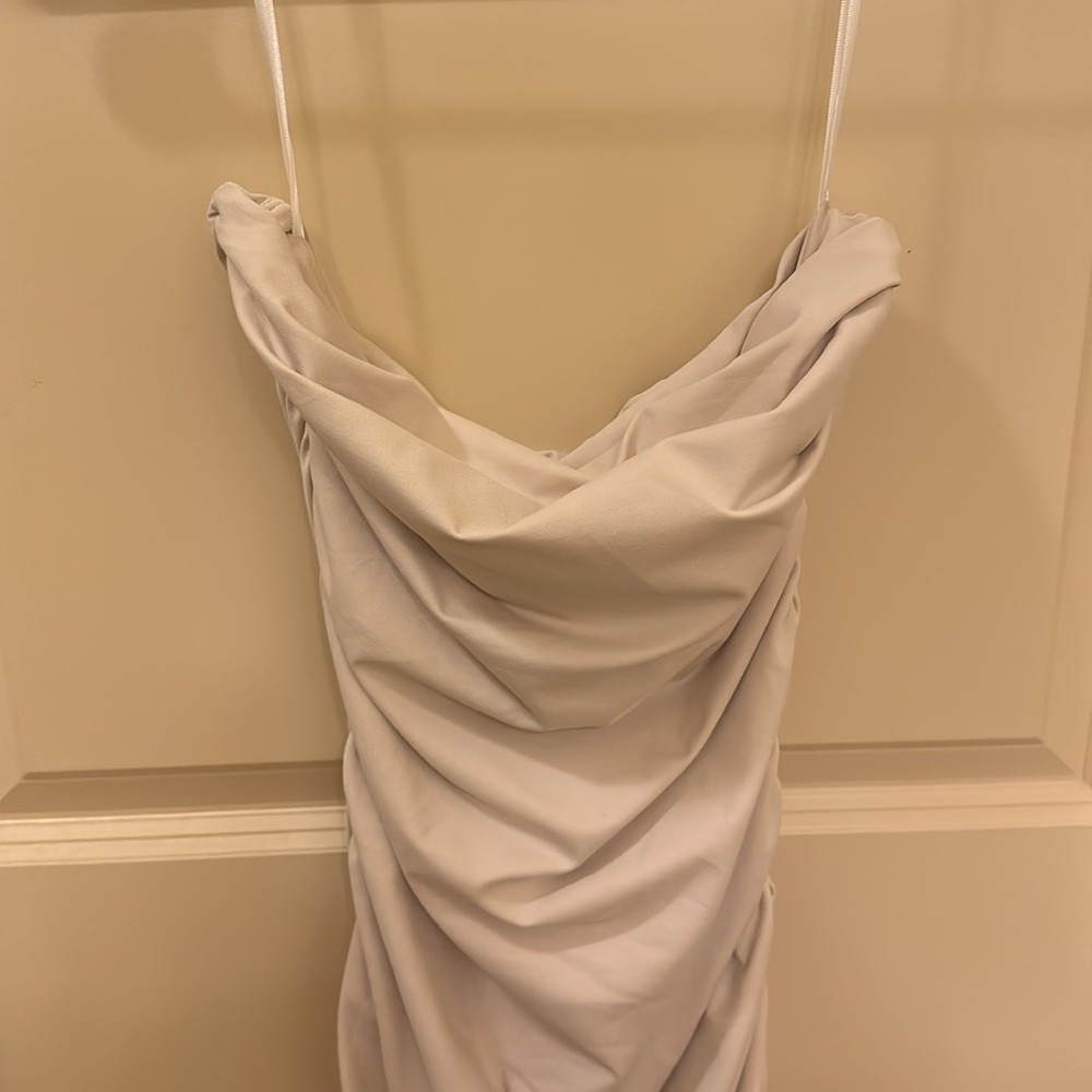 Shein Ruched Strapless Cream Dress - Picture 2 of 2